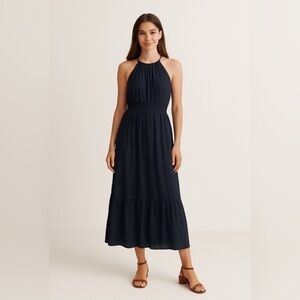 A New Day Navy Blue Halter Midi Dress Size M